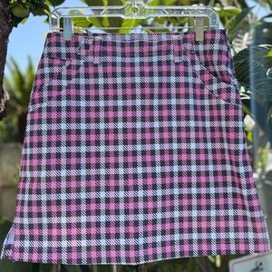 NVO by Lanctot Women’s Pink and Dark Grey Plaid Golf Skorts Skirt Shorts Size 4